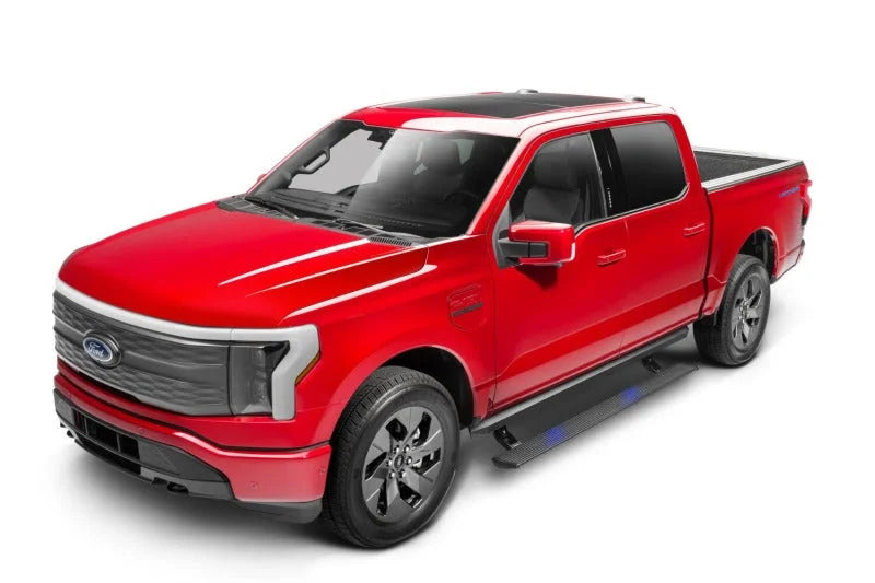 AMP Research 2021 Ford F-150 SuperCrew & 22-23 F-150 Lightning CC PowerStep XL - Black - Installation View