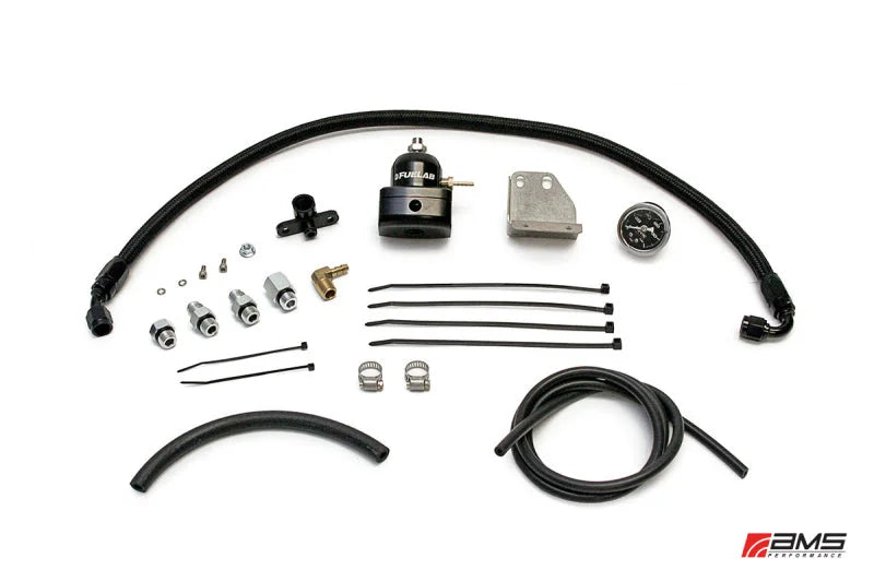AMS Performance 08-15 Mitsubishi EVO X Fuel Pressure Regulator Kit - Black - Side View