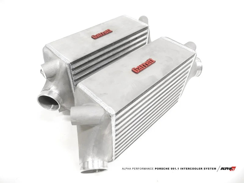 AMS Performance 13-15 Porsche 911 Turbo/Turbo S (991.1) Alpha Intercooler Kit w/Carbon Fiber Shrouds - Side View
