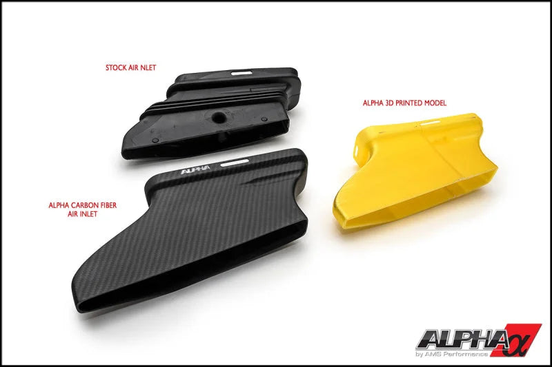 AMS Performance 14-18 Mercedes-Benz CLA 45 AMG 2.0T Alpha Cold Air intake w/Carbon Fiber Lid & Duct - Side View