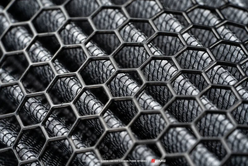 AMS Performance 15-18 BMW M3 / 15-20 BMW M4 w/ S55 3.0L Turbo Engine Carbon Fiber Intake - Side View