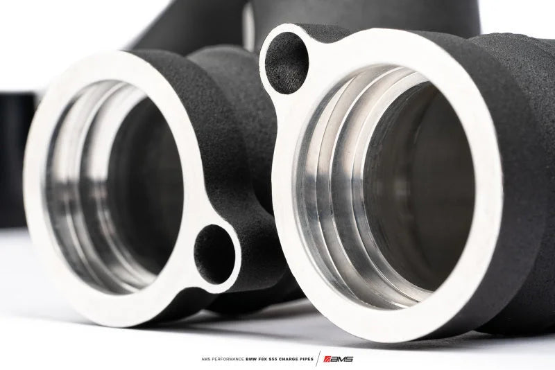 AMS Performance 15-18 BMW M3 / 15-20 BMW M4 w/ S55 3.0L Turbo Engine Charge Pipes - Back View