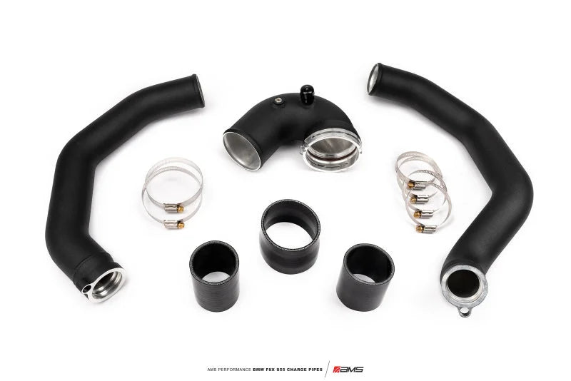 AMS Performance 15-18 BMW M3 / 15-20 BMW M4 w/ S55 3.0L Turbo Engine Charge Pipes - Installation View