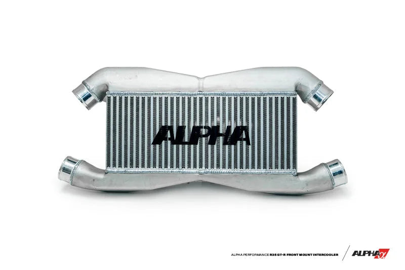 AMS Performance 2009+ Nissan R35 GT-R FMIC Kit w/ Logo - Stock Intercooler Pipe Kit Compatible - Side View