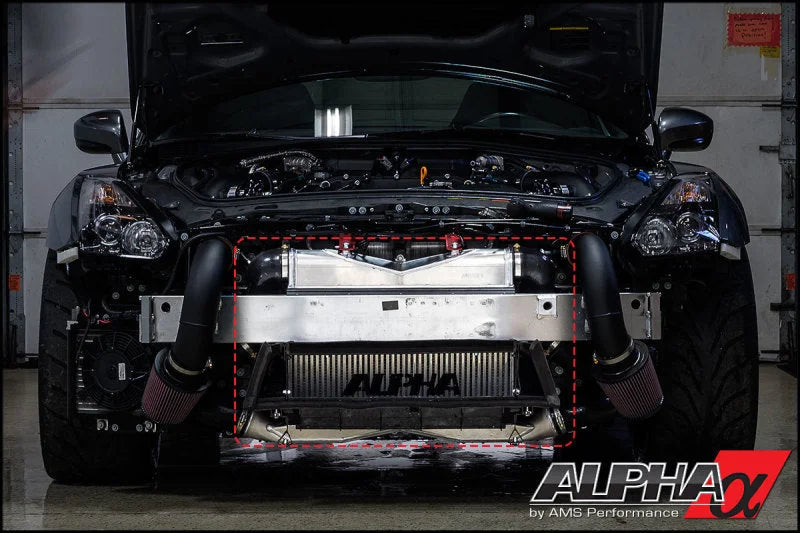 AMS Performance 2009+ Nissan R35 GTR Alpha Race Front Mount Intercooler Kit w/Logo - Main Product View