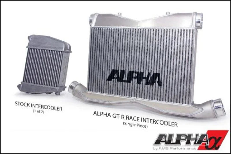 AMS Performance 2009+ Nissan R35 GTR Alpha Race Front Mount Intercooler Kit w/Logo - Detail View