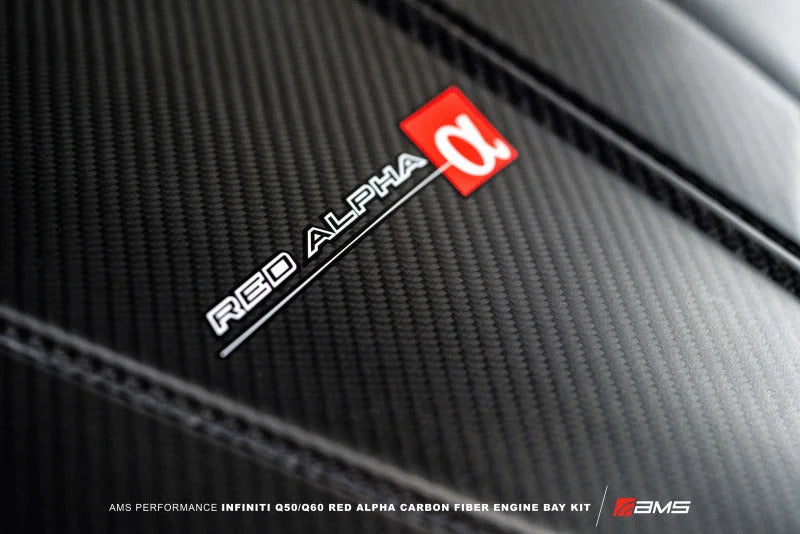 AMS Performance Infiniti 17+ Q60 / 16+ Q50 3.0TT Alpha Matte Carbon Engine Cover - Main Product View