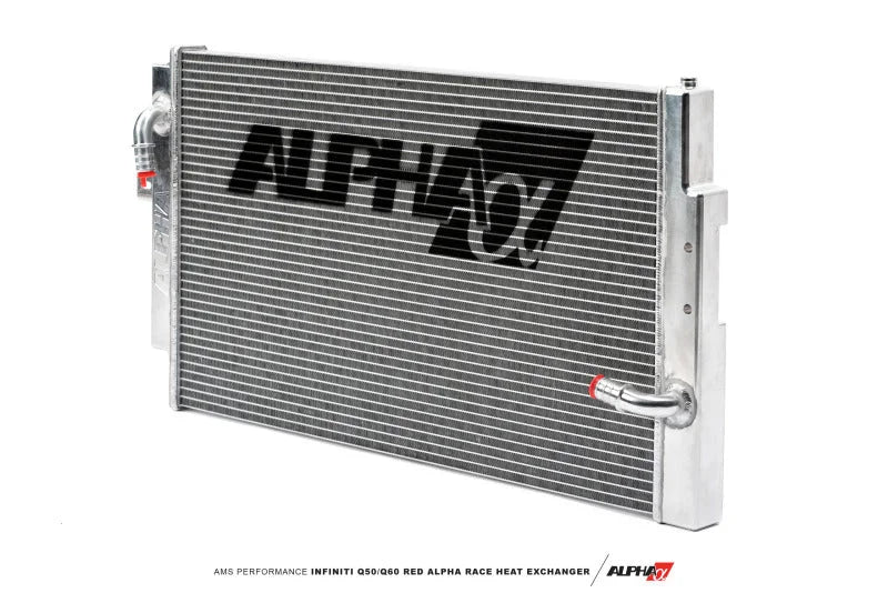 AMS Performance Infiniti 17+ Q60 / 16+ Q50 3.0TT VR30 Alpha Race Heat Exchanger - Installation View