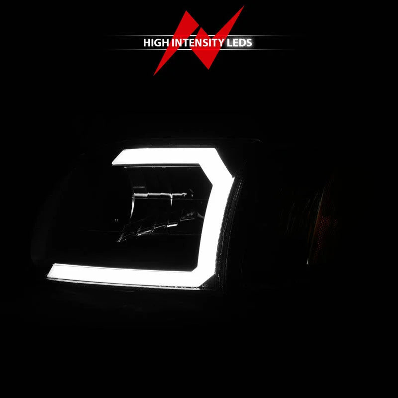 ANZO 00-04 Toyota Tundra (Fits Reg/Acc Cab Only) Crystal Headlights w/Light Bar Black w/Corner Light - Side View