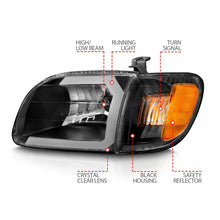 Load image into Gallery viewer, ANZO 00-04 Toyota Tundra (Fits Reg/Acc Cab Only) Crystal Headlights w/Light Bar Black w/Corner Light - Back View