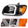 Load image into Gallery viewer, ANZO 00-04 Toyota Tundra (Fits Reg/Acc Cab Only) Crystal Headlights w/Light Bar Black w/Corner Light - Installation View