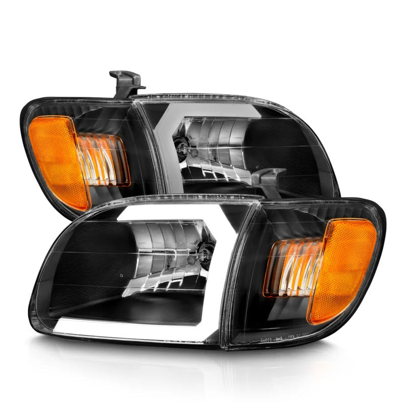 ANZO 00-04 Toyota Tundra (Fits Reg/Acc Cab Only) Crystal Headlights w/Light Bar Black w/Corner Light - Additional View 5