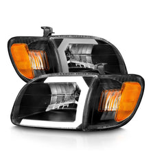 Load image into Gallery viewer, ANZO 00-04 Toyota Tundra (Fits Reg/Acc Cab Only) Crystal Headlights w/Light Bar Black w/Corner Light - Additional View 5