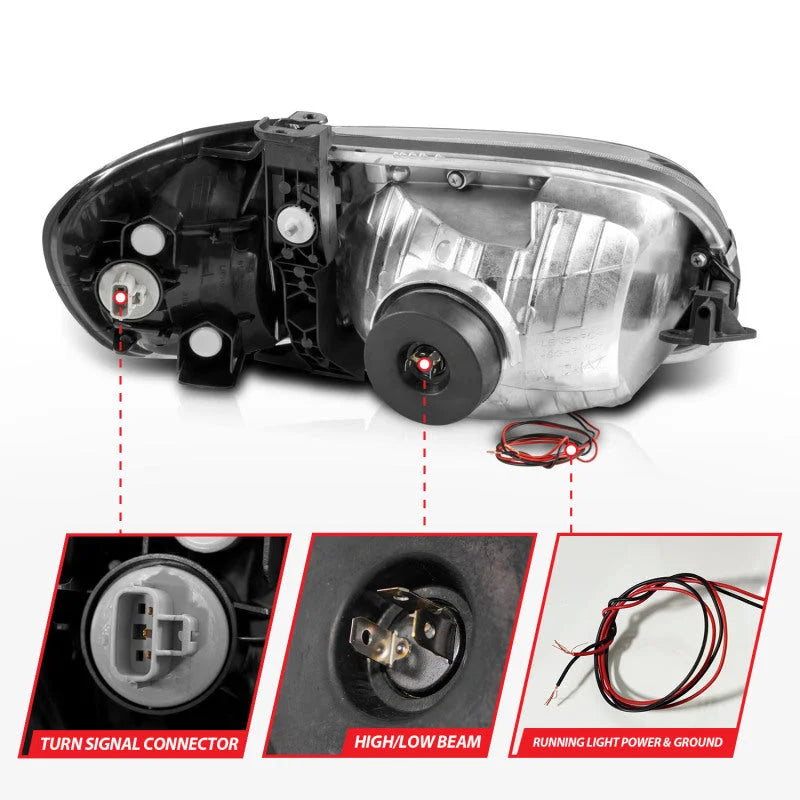 ANZO 00-04 Toyota Tundra (Fits Reg/Acc Cab Only) Crystal Headlights w/Light Bar Black w/Corner Light - Additional View 7