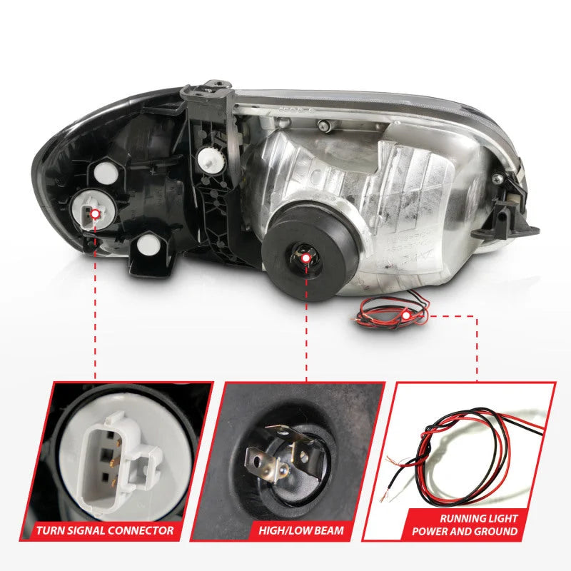 ANZO 00-04 Toyota Tundra (Reg/Acc Cab Only) Crystal Headlights w/Lgt Bar Chrome w/Corner Lights 2pc - Side View