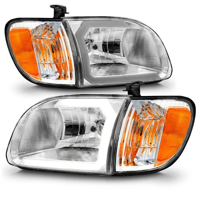 ANZO 00-04 Toyota Tundra (Reg/Acc Cab Only) Crystal Headlights w/Lgt Bar Chrome w/Corner Lights 2pc - Additional View 5