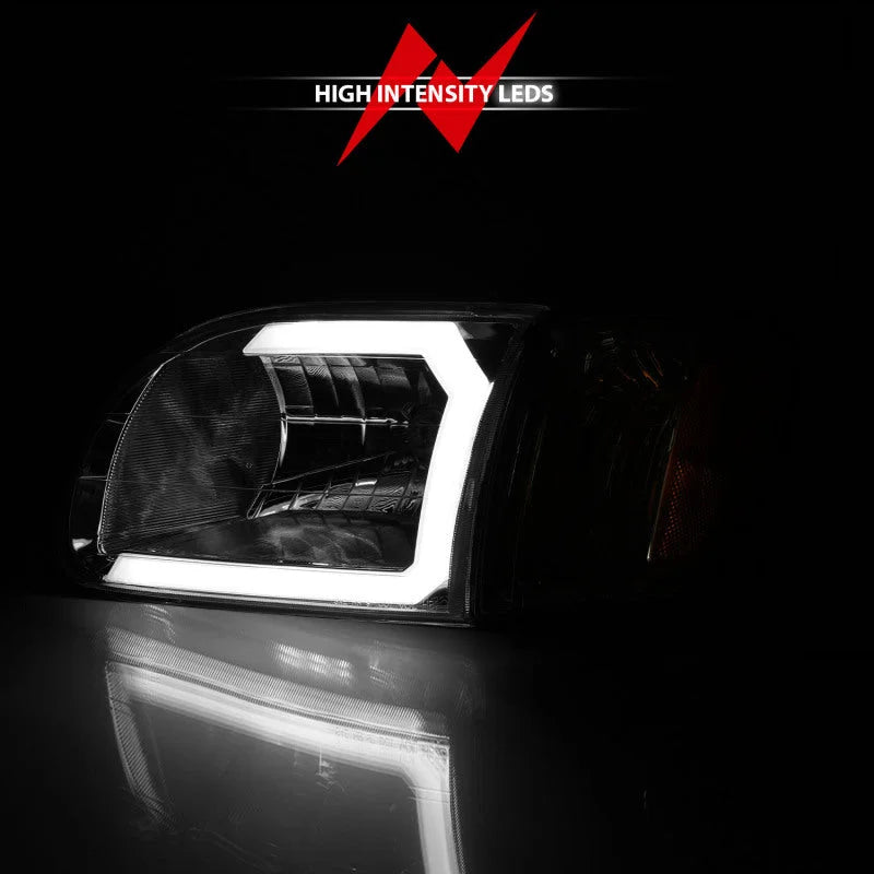 ANZO 00-04 Toyota Tundra (Reg/Acc Cab Only) Crystal Headlights w/Lgt Bar Chrome w/Corner Lights 2pc - Additional View 7