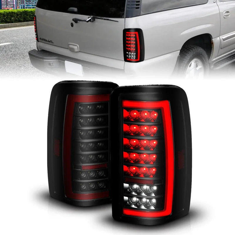 ANZO 00-06 Chevrolet Tahoe / GMC Yukon Full LED Taillights w/ Lightbar Black Housing/Smoke Lens - Main Product View