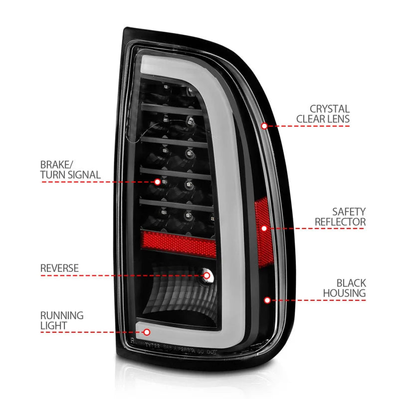 ANZO 00-06 Toyota Tundra LED Taillights w/ Light Bar Black Housing Clear Lens - Additional View 6