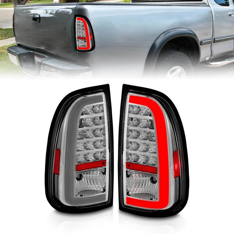 ANZO 00-06 Toyota Tundra LED Taillights w/ Light Bar Chrome Housing Clear Lens - Main Product View