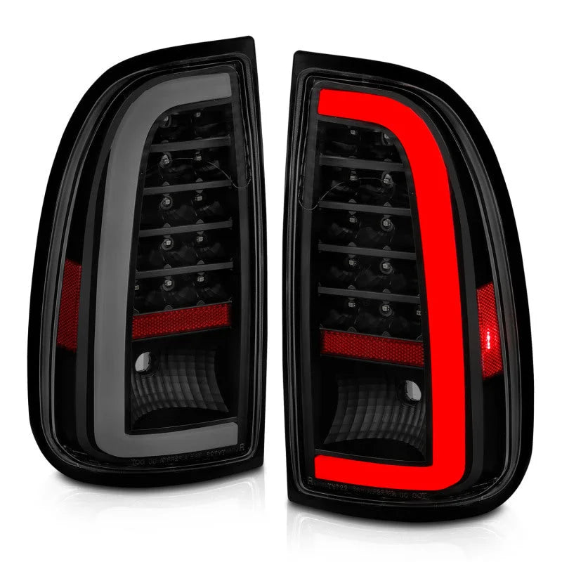 ANZO 00-06 Toyota Tundra (Std. Bed/Reg Cab) LED Taillights w/Light Bar Black Housing Smoke Lens - Back View
