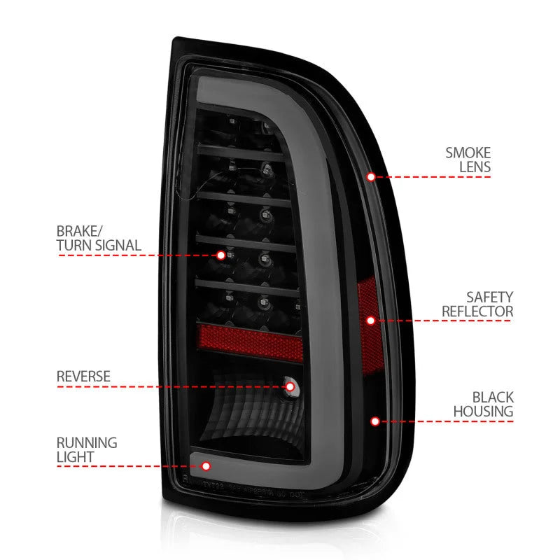 ANZO 00-06 Toyota Tundra (Std. Bed/Reg Cab) LED Taillights w/Light Bar Black Housing Smoke Lens - Additional View 5