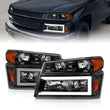 Load image into Gallery viewer, ANZO 04-12 GM Colorado/Canyon/I-Series Crystal Headlights - w/ Light Bar Black Housing 4pcs - Main Product View