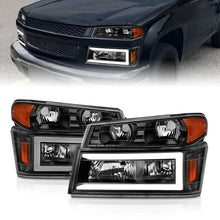 Load image into Gallery viewer, ANZO 04-12 GM Colorado/Canyon/I-Series Crystal Headlights - w/ Light Bar Black Housing 4pcs - Main Product View