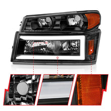 Load image into Gallery viewer, ANZO 04-12 GM Colorado/Canyon/I-Series Crystal Headlights - w/ Light Bar Black Housing 4pcs - Additional View 5
