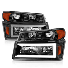 Load image into Gallery viewer, ANZO 04-12 GM Colorado/Canyon/I-Series Crystal Headlights - w/ Light Bar Black Housing 4pcs - Additional View 6