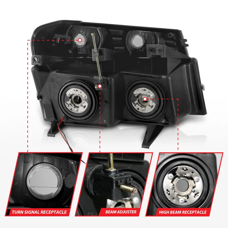ANZO 04-12 GM Colorado/Canyon/I-Series Crystal Headlights - w/ Light Bar Black Housing 4pcs - Additional View 7