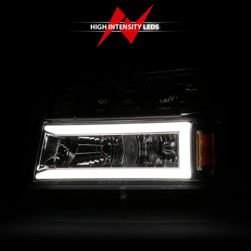 ANZO 04-12 GM Colorado/Canyon/I-Series Crystal Headlights - w/ Light Bar Chrome Housing 4pcs - Installation View