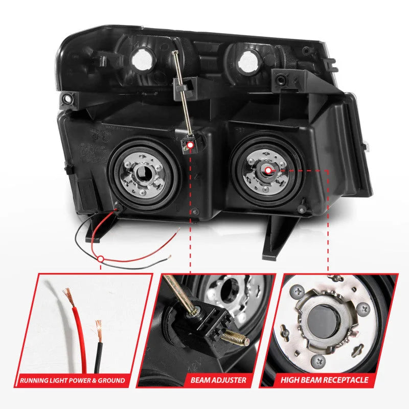 ANZO 04-12 GM Colorado/Canyon/I-Series Crystal Headlights - w/ Light Bar Chrome Housing 4pcs - Additional View 6