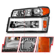 Load image into Gallery viewer, ANZO 04-12 GM Colorado/Canyon/I-Series Crystal Headlights - w/ Light Bar Chrome Housing 4pcs - Additional View 7