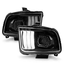 Load image into Gallery viewer, ANZO 05-09 Ford Mustang (w/Factory Halogen HL Only) Projector Headlights w/Light Bar Black Housing - Back View