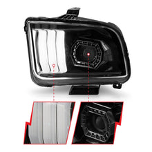 Load image into Gallery viewer, ANZO 05-09 Ford Mustang (w/Factory Halogen HL Only) Projector Headlights w/Light Bar Black Housing - Additional View 5