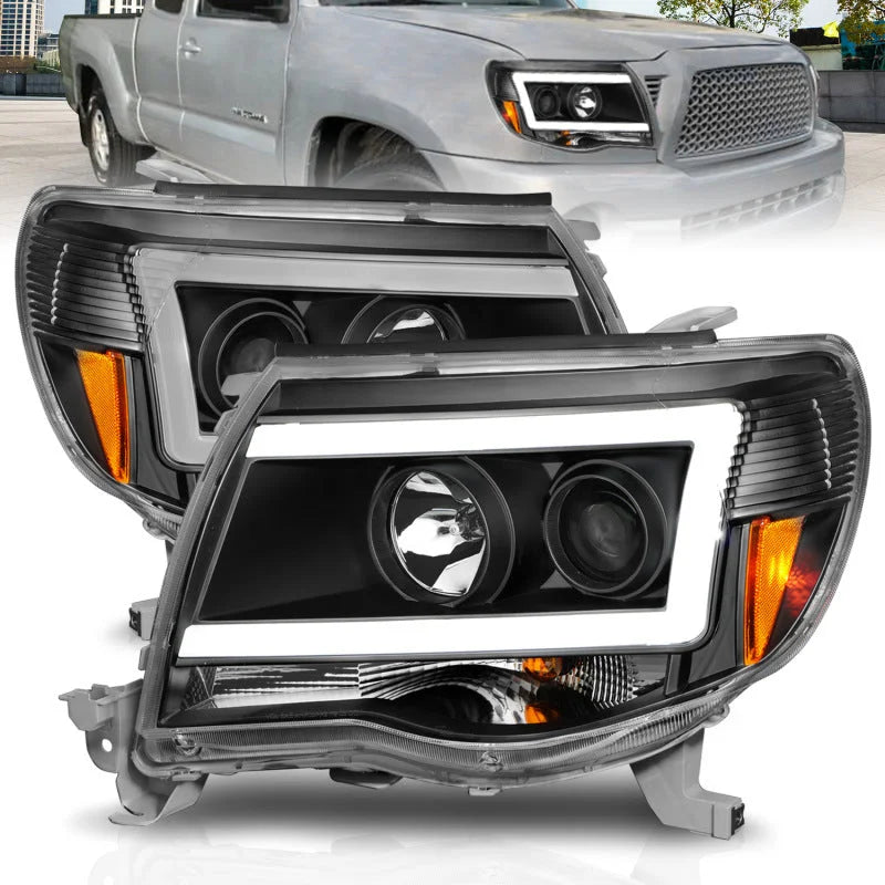 ANZO 05-09 Toyota Tacoma Projector Light Bar Style Headlights w/ C Light Bar - Main Product View