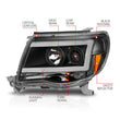 Load image into Gallery viewer, ANZO 05-09 Toyota Tacoma Projector Light Bar Style Headlights w/ C Light Bar - Additional View 6