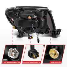 Load image into Gallery viewer, ANZO 05-11 Toyota Tacoma Full LED Proj Headlights White DRL/Init/SeqSig Black - Pair - Back View
