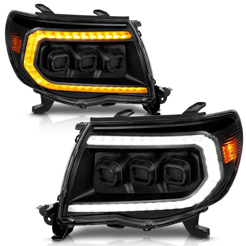 ANZO 05-11 Toyota Tacoma Full LED Proj Headlights White DRL/Init/SeqSig Black - Pair - Additional View 5