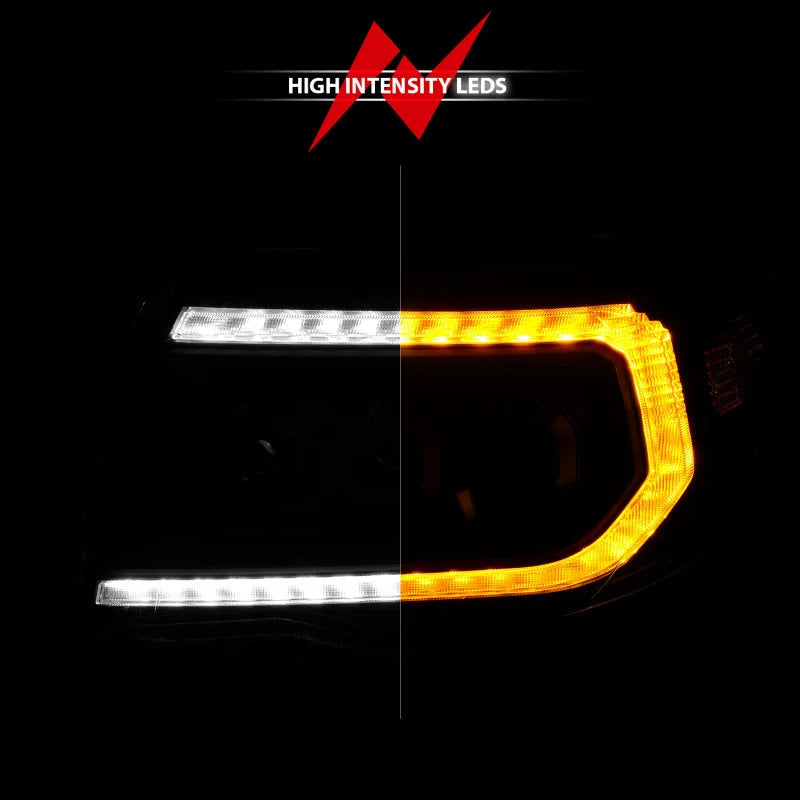 ANZO 05-11 Toyota Tacoma Full LED Proj Headlights White DRL/Init/SeqSig Black - Pair - Additional View 6