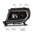 Load image into Gallery viewer, ANZO 05-11 Toyota Tacoma Projector Headlights w/Light Bar Switchback Black Housing - Installation View