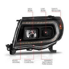 Load image into Gallery viewer, ANZO 05-11 Toyota Tacoma Projector Headlights w/Light Bar Switchback Black Housing - Installation View