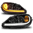 Load image into Gallery viewer, ANZO 05-13 Chevrolet Corvette Projector Headlights w/switchback &amp; Sequential LED - Black Amber - Additional View 7