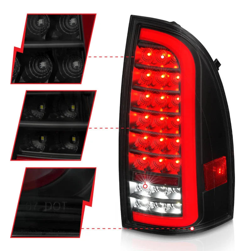 ANZO 05-15 Toyota Tacoma Full LED Tail Lights w/Light Bar Sequential Black Housing Smoke Lens - Additional View 8