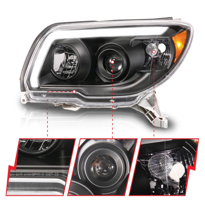ANZO 06-09 Toyota 4 Runner Projector Headlights Plank Style - Black - Additional View 7