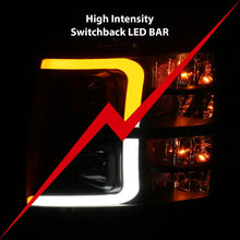 Load image into Gallery viewer, ANZO 07-13 Chevrolet Silverado 1500 Plank Style Projector Headlights Black w/ Amber - Installation View