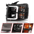 Load image into Gallery viewer, ANZO 07-13 Chevrolet Silverado 1500 Plank Style Projector Headlights Black w/ Amber - Additional View 6