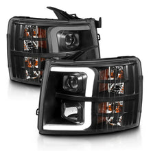 Load image into Gallery viewer, ANZO 07-13 Chevrolet Silverado 3500 Projector Headlights - Black Amber - Main Product View