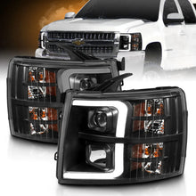 Load image into Gallery viewer, ANZO 07-13 Chevrolet Silverado 3500 Projector Headlights - Black Amber - Back View